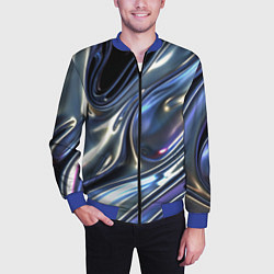 Бомбер мужской Серебро жидкий металл, цвет: 3D-синий — фото 2