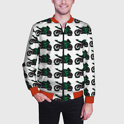 Бомбер мужской Motorbike dark green, цвет: 3D-красный — фото 2