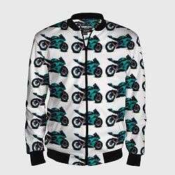 Бомбер мужской Motorbike light blue, цвет: 3D-черный