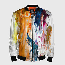 Бомбер мужской Разноцветные мазки кисти на палитре художника, цвет: 3D-черный