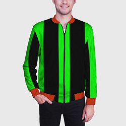 Бомбер мужской Color green black lines, цвет: 3D-красный — фото 2