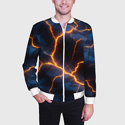 Бомбер мужской Молния на камуфляжной текстуре, цвет: 3D-белый — фото 2