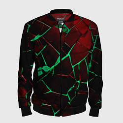 Бомбер мужской Битые плиты тёмно-красный с зелёным, цвет: 3D-черный