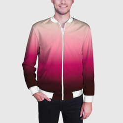 Бомбер мужской Градиент transcendent pink омбре, цвет: 3D-белый — фото 2