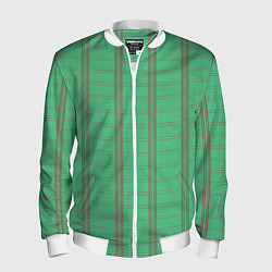 Бомбер мужской Color green cage brown stripes, цвет: 3D-белый