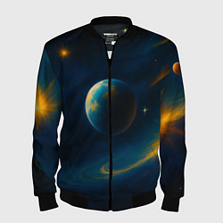 Бомбер мужской Пространство Вселенной, цвет: 3D-черный