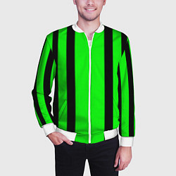 Бомбер мужской Color black and green stripes, цвет: 3D-белый — фото 2