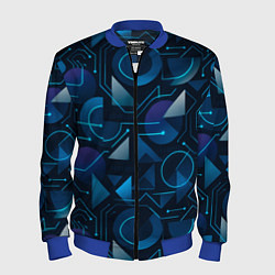 Бомбер мужской Футуристическая сине-фиолетовая абстракция с хакер, цвет: 3D-синий