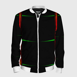 Бомбер мужской Color black green orange stripes, цвет: 3D-белый