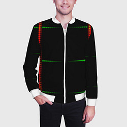 Бомбер мужской Color black green orange stripes, цвет: 3D-белый — фото 2