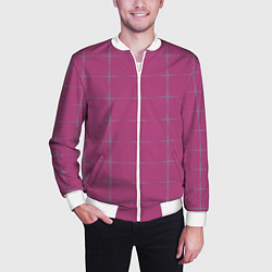 Бомбер мужской Color pink stripes, цвет: 3D-белый — фото 2