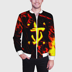 Бомбер мужской Doom огненные искры, цвет: 3D-белый — фото 2