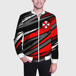 Бомбер мужской Umbrella - red lines, цвет: 3D-белый — фото 2