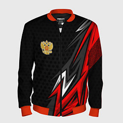 Бомбер мужской Герб России - красный, цвет: 3D-красный
