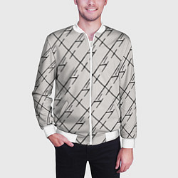 Бомбер мужской Три буквы: паттерн на бежевом, цвет: 3D-белый — фото 2