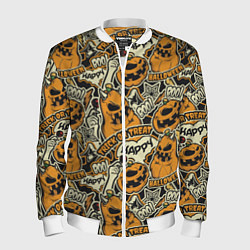 Бомбер мужской Хэллоуин тыквы, цвет: 3D-белый