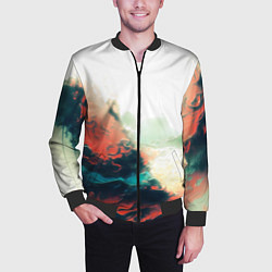 Бомбер мужской Абстракция с плавными формами краски, цвет: 3D-черный — фото 2