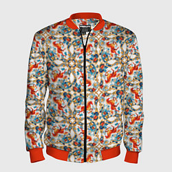 Бомбер мужской Орнамент с лошадью - символом Нового 2026 года, цвет: 3D-красный