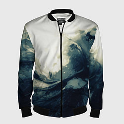 Бомбер мужской Чёрно-синие абстрактные краски, цвет: 3D-черный