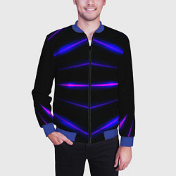 Бомбер мужской Color black neon stripes, цвет: 3D-синий — фото 2