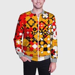 Бомбер мужской Красно-желтая геометрическая абстракция, цвет: 3D-меланж — фото 2