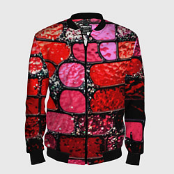 Бомбер мужской Рубиновый красный витражные плитки, цвет: 3D-черный