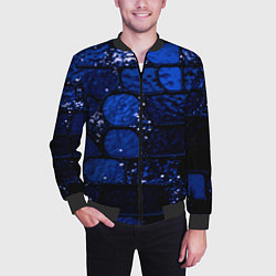 Бомбер мужской Чёрно-синий витражные плитки, цвет: 3D-черный — фото 2
