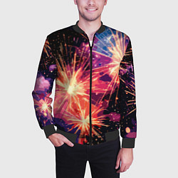 Бомбер мужской Абстракция стилизованный салют, цвет: 3D-черный — фото 2