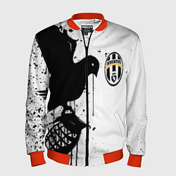 Бомбер мужской Ювентус черная птица краски, цвет: 3D-красный