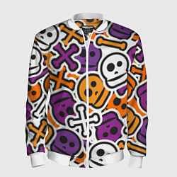 Бомбер мужской Funny skulls, цвет: 3D-белый