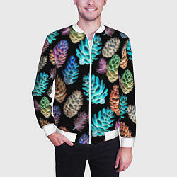 Бомбер мужской Неоновые шишки, цвет: 3D-белый — фото 2