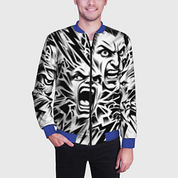 Бомбер мужской Свирепые лица и молнии - нейроарт, цвет: 3D-синий — фото 2