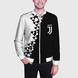 Бомбер мужской Juventus черно белая геометрия текстура, цвет: 3D-белый — фото 2