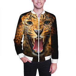 Бомбер мужской Рык леопарда, цвет: 3D-белый — фото 2