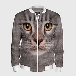 Бомбер мужской Котик, цвет: 3D-белый