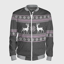 Бомбер мужской Узор с оленями, цвет: 3D-меланж