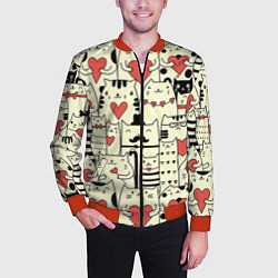 Бомбер мужской Любящие котики, цвет: 3D-красный — фото 2