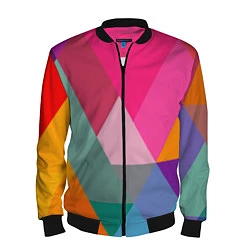 Бомбер мужской Разноцветные полигоны, цвет: 3D-черный