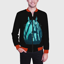 Бомбер мужской Тоторо в лесу, цвет: 3D-красный — фото 2