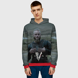 Толстовка-худи мужская Vikings: Ragnarr Lodbrok, цвет: 3D-красный — фото 2