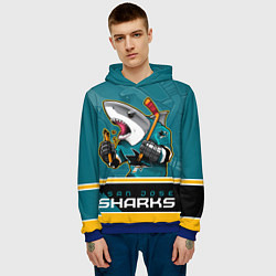 Толстовка-худи мужская San Jose Sharks, цвет: 3D-синий — фото 2