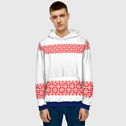 Толстовка-худи мужская Славянский орнамент (на белом), цвет: 3D-синий — фото 2