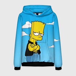 Толстовка-худи мужская Задумчивый Барт, цвет: 3D-черный