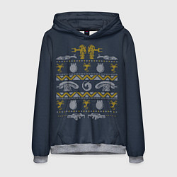 Толстовка-худи мужская Новогодний свитер Чужой цвета 3D-меланж — фото 1
