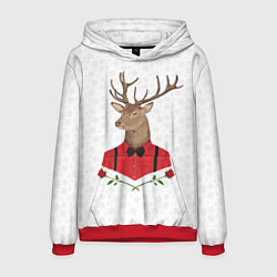 Толстовка-худи мужская Christmas Deer, цвет: 3D-красный