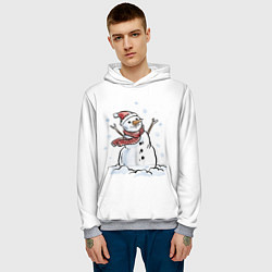 Толстовка-худи мужская Снеговик, цвет: 3D-меланж — фото 2