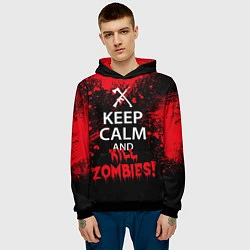 Толстовка-худи мужская Keep Calm & Kill Zombies, цвет: 3D-черный — фото 2