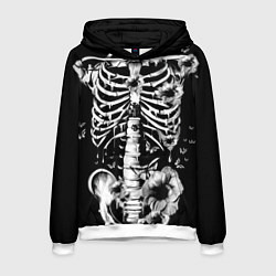 Толстовка-худи мужская Floral Skeleton, цвет: 3D-белый