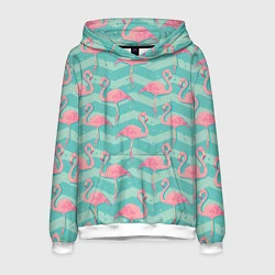 Толстовка-худи мужская Flamingo Pattern, цвет: 3D-белый