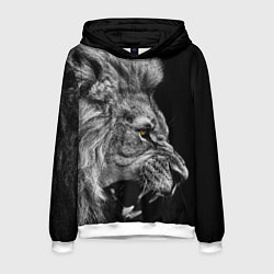 Толстовка-худи мужская Оскал льва, цвет: 3D-белый